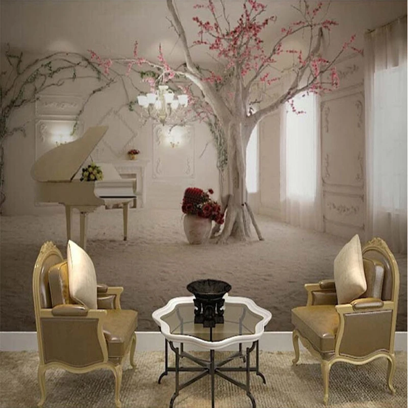 Современные Простые рояльные обои гостиная ресторан нетканое растение роспись 3D
