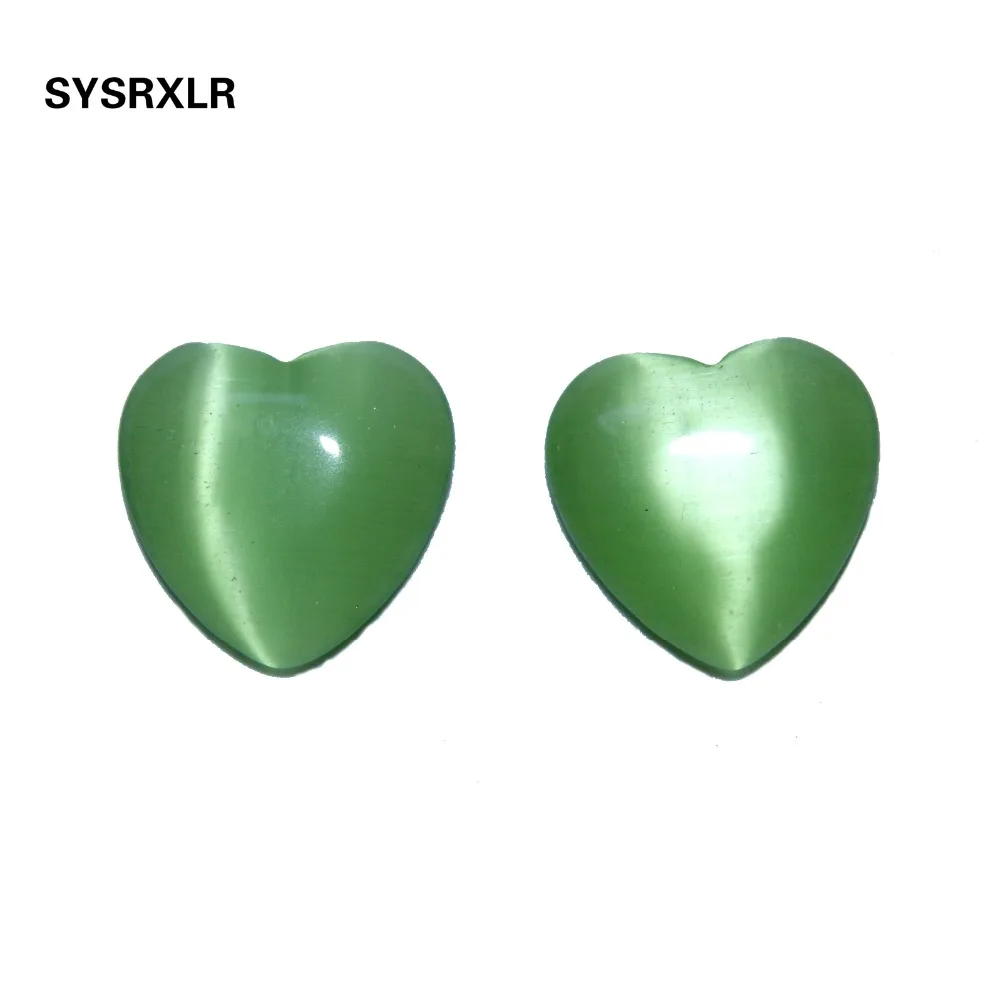 Бусины в форме сердца с зеленым опалом 12 мм 20 шт.|cat eye beads|beads for jewelry makingeye bead |