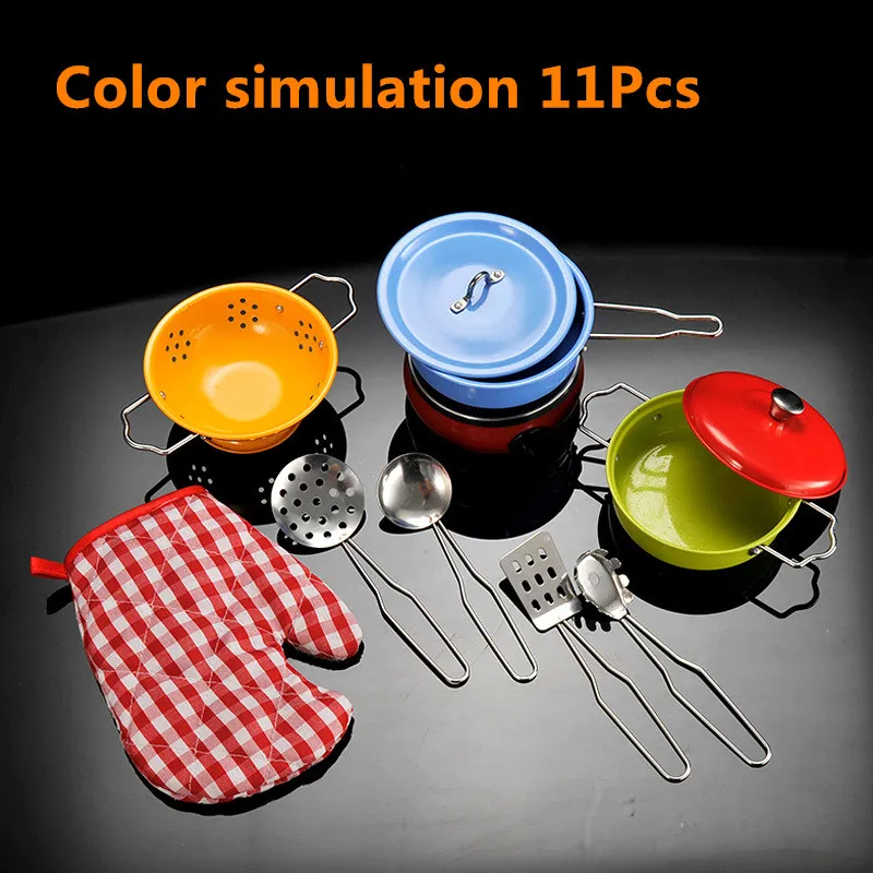 16Pcs Stainless Steel Kids House Kitchen Toys Cooking Cookware Children Pretend Play Playset - Silver Figures | Игрушки и хобби