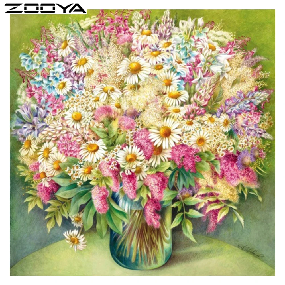 

ZOOYA NEW 5D DIY Diamond Embroidery Flower Diamond Painting Diamond Mosaic Daisies Round Diamond Cross Stitch Chrysanthemum R039