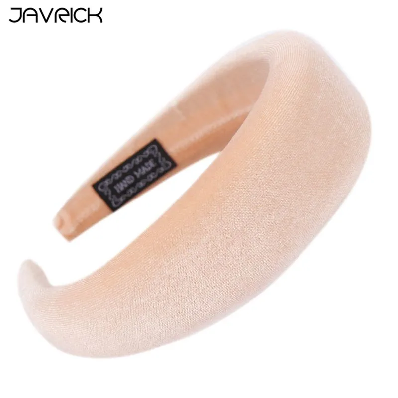 Korean Pink JAVRICK женская мягкая широкая губчатая повязка на голову блестящая бархатная Сладкая конфетная расцветка обруч для волос винтажные вечерние утолщенные Эластичные Головные уборы - Цвет: Korean Pink