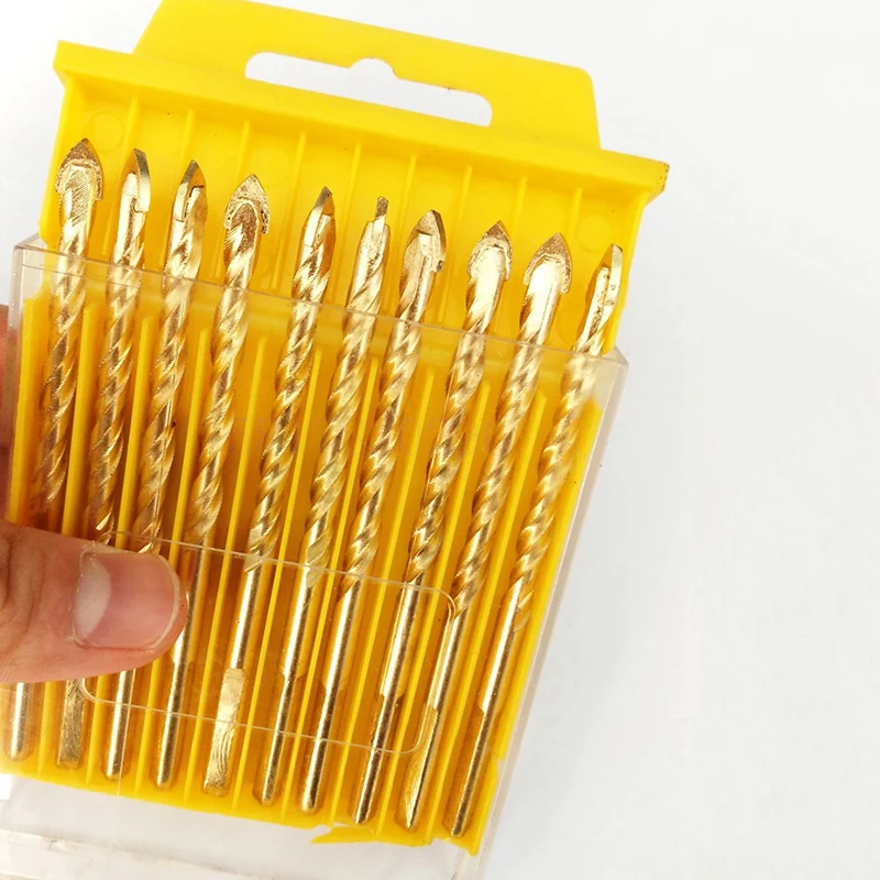 10 шт./компл. титановые позолоченные треугольные сверла 6 мм Деревообрабатывающие