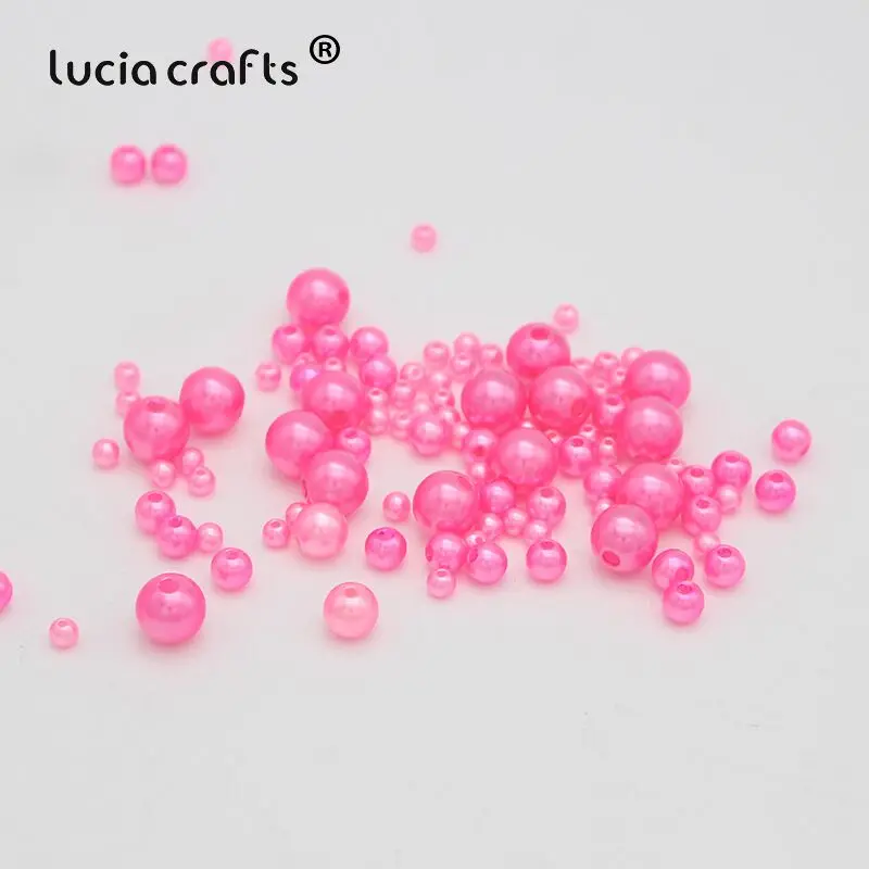 Lucia crafts 4/6/8/10 мм ABS Круглый искусственный жемчуг бусины с отверстием для DIY художественная одежда Цепочки и ожерелья Аксессуары E0818 - Цвет: C3 Rose red 288pcs