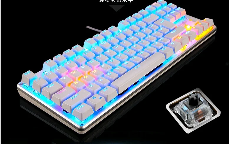 Игровая клавиатура LINGBAO JIGUANSHI механическая с подсветкой 87/104 клавиши черный/синий