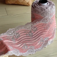 21cm wide 2ydslot pink handmade hair decoration wide elastic stretch lace trim wedding dress skirt lace trim