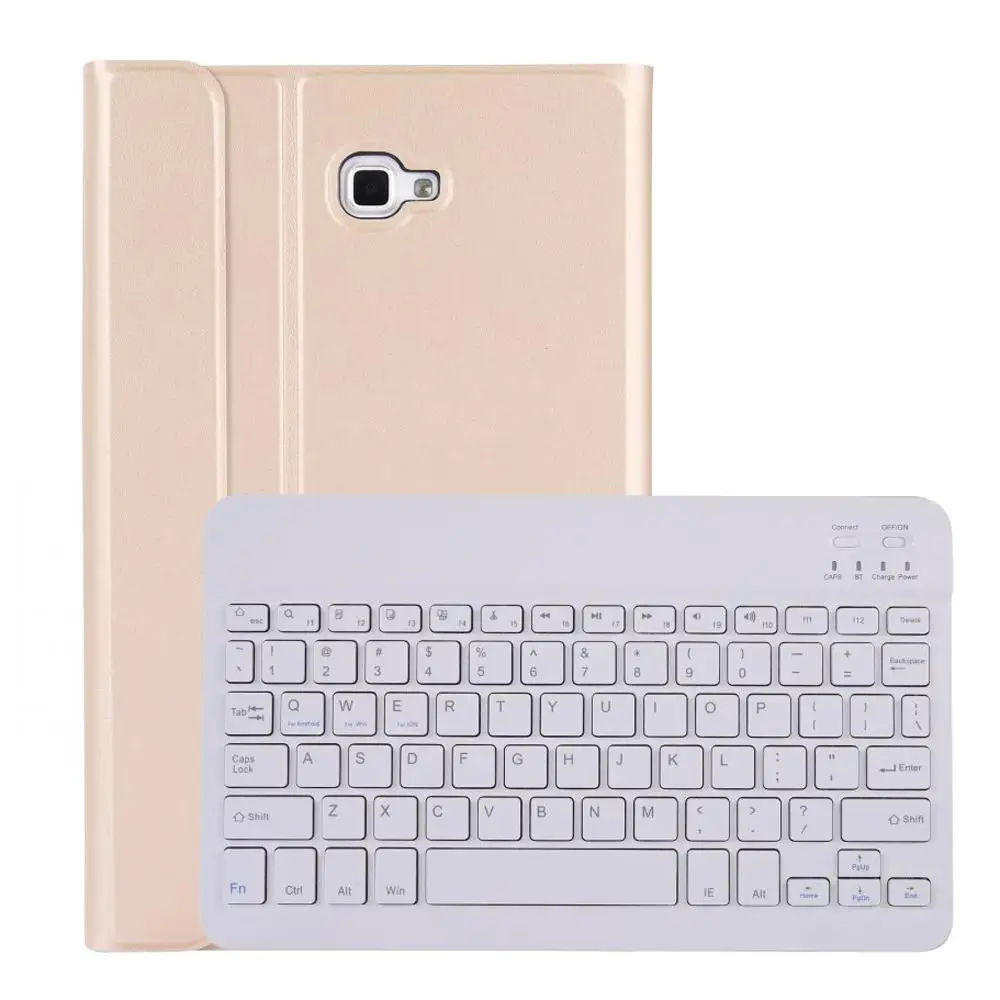 Gold with White Чехол для Samsung Galaxy Tab A A6 10,1 крышка тонкая клавиатура Bluetooth кожаный чехол для T580 T585 SM-T580 SM-T585 чехол Funda - Цвет: Gold with White