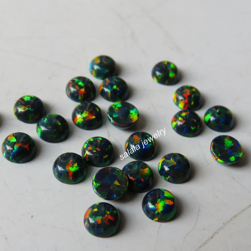 100 шт./лот OP32 Черный Опал Круглый 4 мм синтетический круглый кабошон опал цена|cabochon