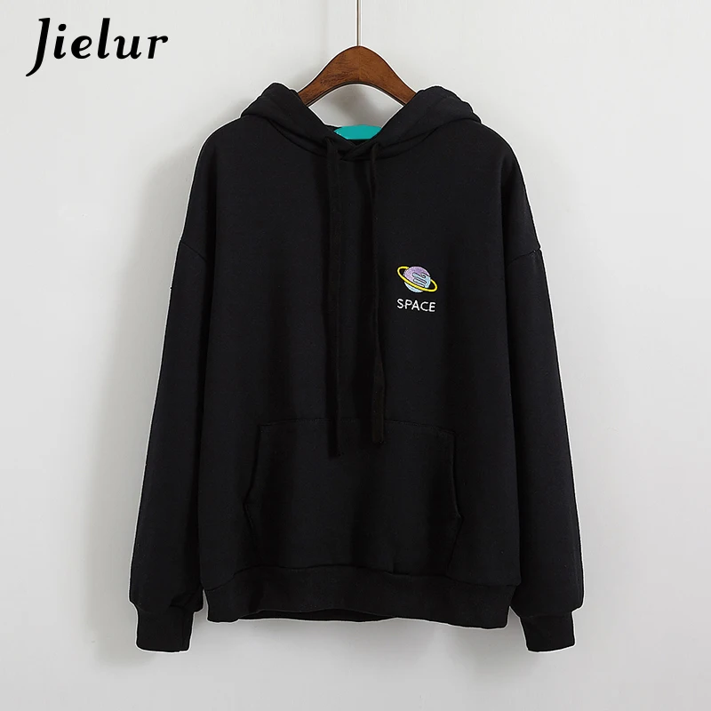 Jielur Kawaii мультфильм вышивка Kpop женские толстовки с капюшоном сезон осень весна