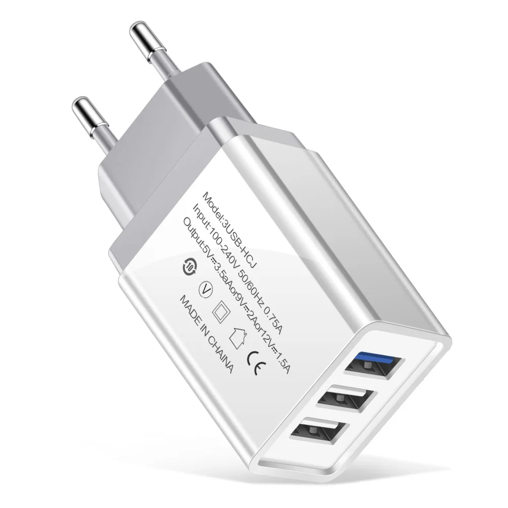 5 В/2 А 3 порта USB зарядное устройство EU/US адаптер traverl зарядное устройство для apple iphone samsung xiaomi huawei зарядное устройство s micro usb кабель