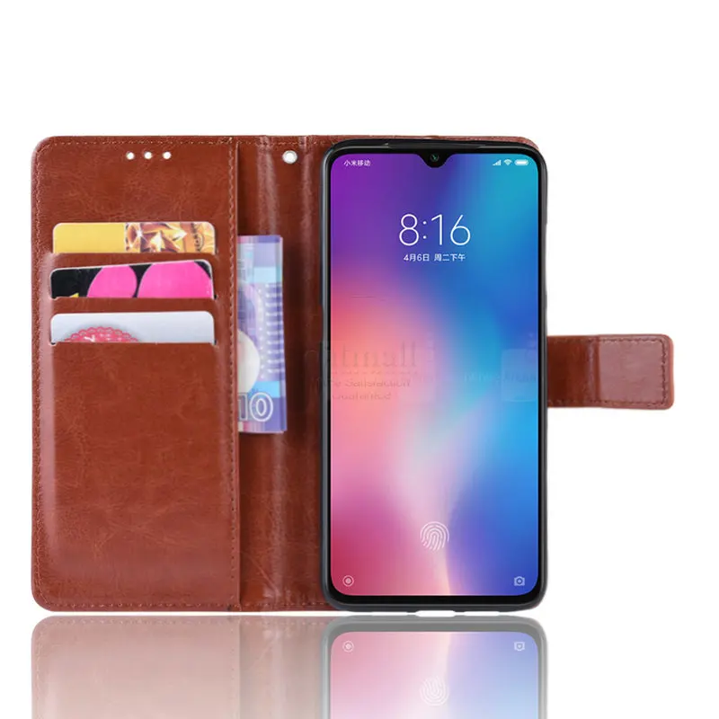 Pre mi um ретро PU кожаный флип-чехол для Xiaomi mi 9 lite чехол кошелек книжка карта карман откидная ножка; мобильный телефон сумки с ремешком