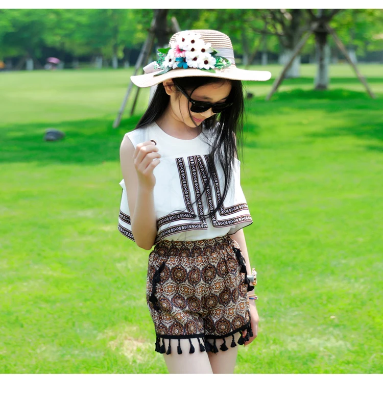 Girls Clothes Set White Shirt With Printed Pants Fashion Baby Girl Clothing 2pcs Children Summer | Детская одежда и обувь