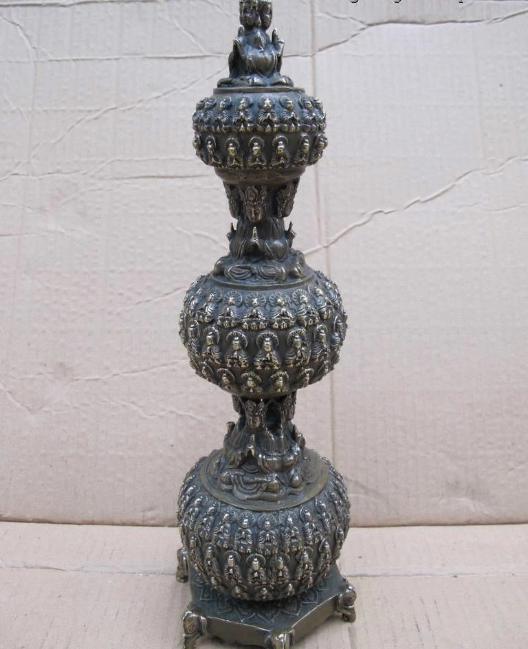 14 &quotТибетский буддизм бронзовый десять тысяч будд Sakyamuni stupa статуя пагоды | Дом и