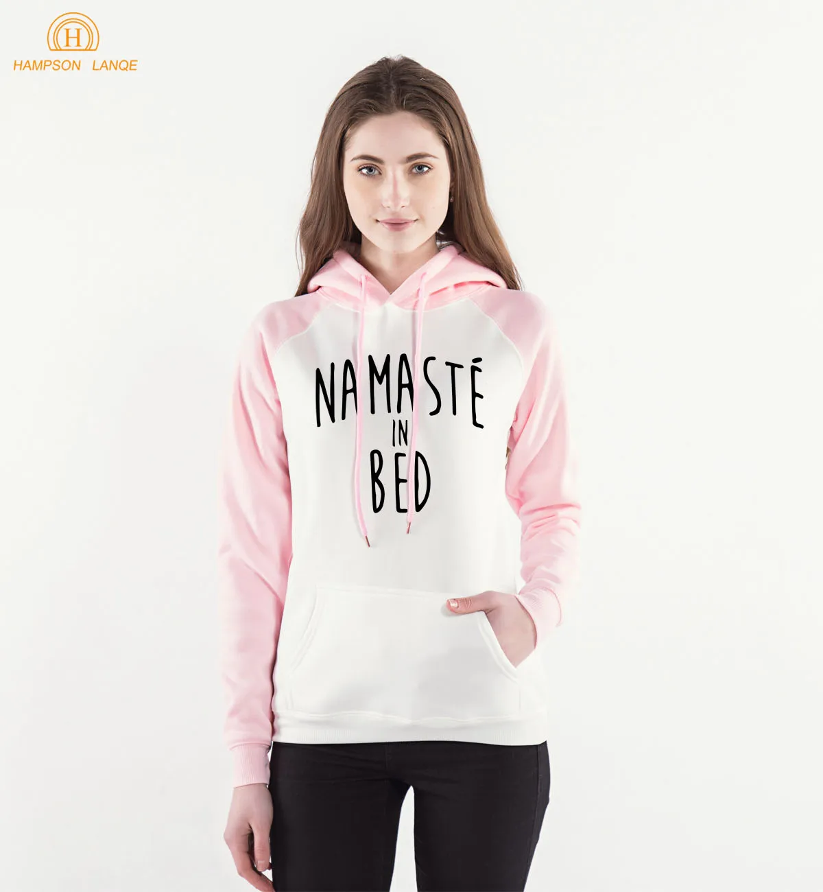 Толстовка с капюшоном изображением Иисуса Христа и надписью Namaste In Bed Женский