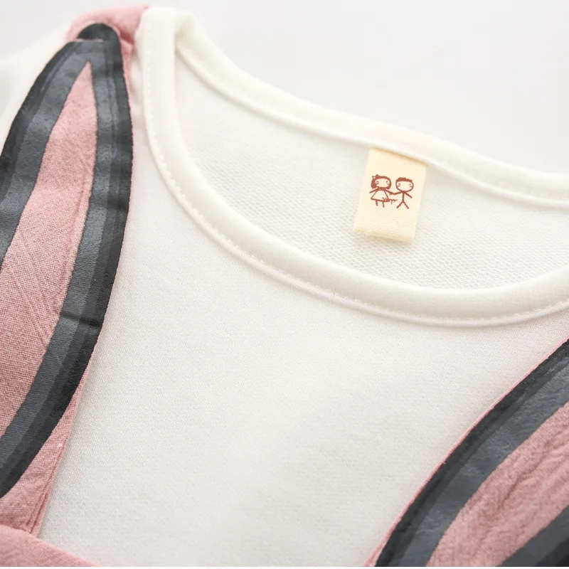 Весенне осенний облегающий костюм с кроликом для детей 0 3 лет мини платье