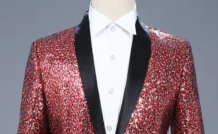 

Singer sequins blazer men suits designs jacket mens stage personality singers clothes dance star style dress punk rock red