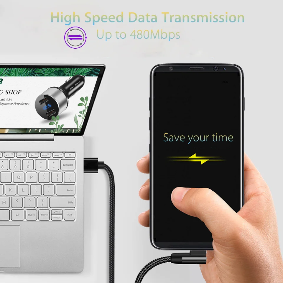 5А usb type C кабель 90 градусов быстрая зарядка кабель Qc3.0 для samsung Galaxy Note 9 8 A8 A9 Xiaomi Mi8 sony Usb кабель