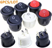 6pcs kcd1 2 22mm diameter small round boat rocker switches black mini round black white red 2 pin 3pin on off rocker switch