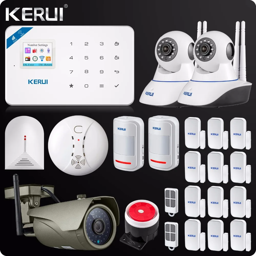 Kerui W18 wifi GSM SMS Домашняя Охранная ЖК GSM SMS Сенсорная панель сигнализации домашняя система охранной сигнализации IP wifi камера управление приложением