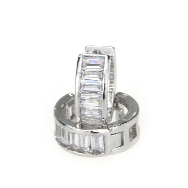 Brand Fashion Small Huggie Bridal Hoop Earrings for Women Square Zirconia Earring Jewelry Gold Ear Wedding Gift | Украшения и