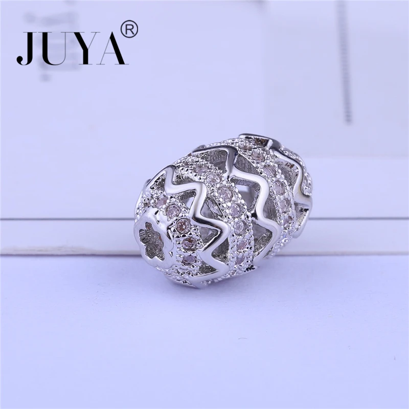 

5pcs / 10 pcs wholesale Oval Ball Beads Gold Color High Quality Copper Metal Inaly CZ Stone DIY Jewelry Beads Findings
