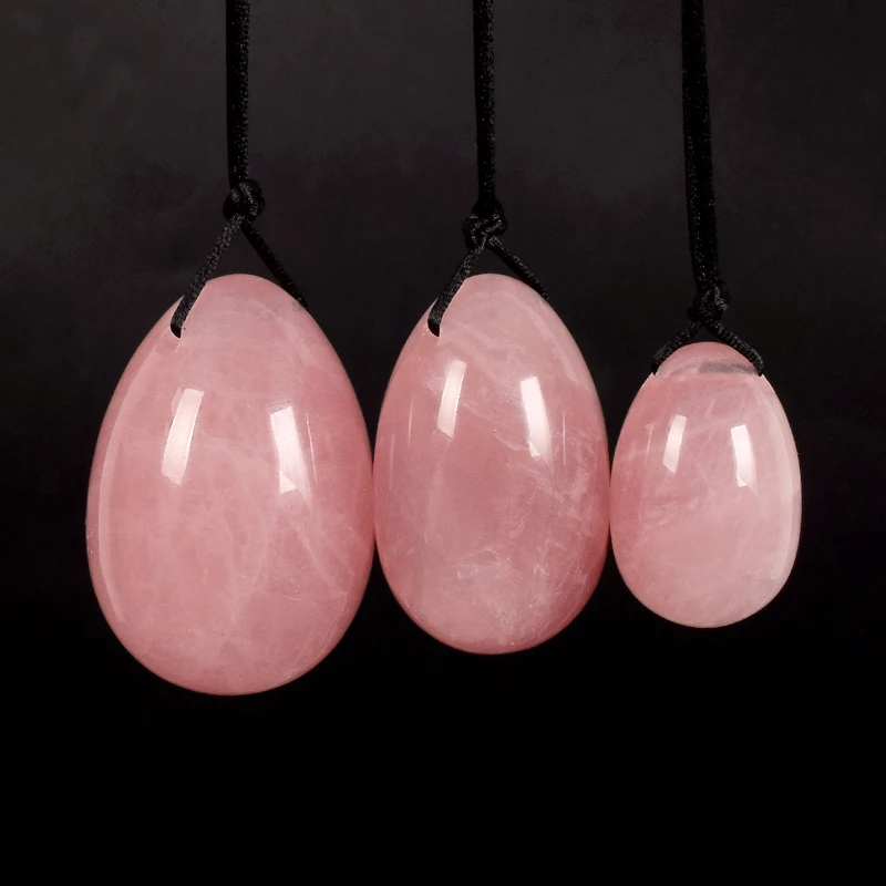 

Genuine Jade Eggs Rose Quartz Drilled Yoni Egg Set Kegel Muscle Exerciser Natural Massage Stone Vaginal Ben Wa Balls Reiki 3pcs