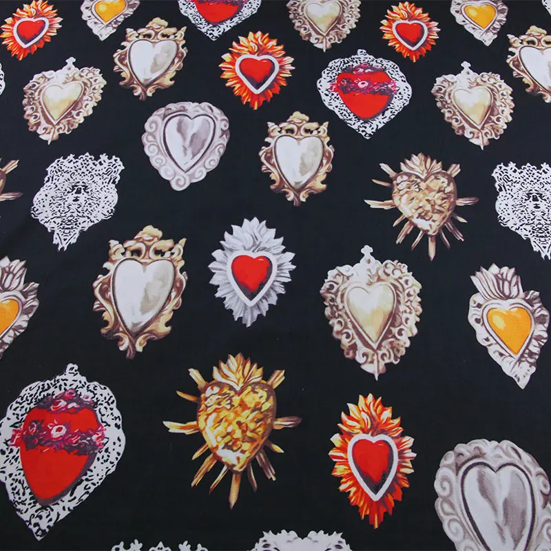 Хлопковая ткань с цифровым принтом sacred heart 60S хлопковый поплин для женщин летнее