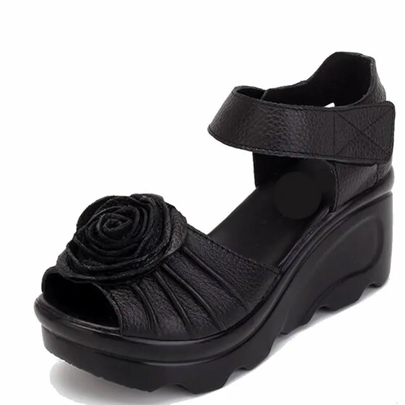 HOVINGE Genuine Leather Women Shoes Sandals Wedges Handmade Platform Sandal | Обувь