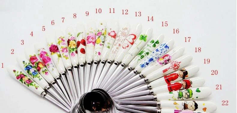 100 шт. костяного фарфора Керамика ручка Нержавеющая сталь десерт Кофе