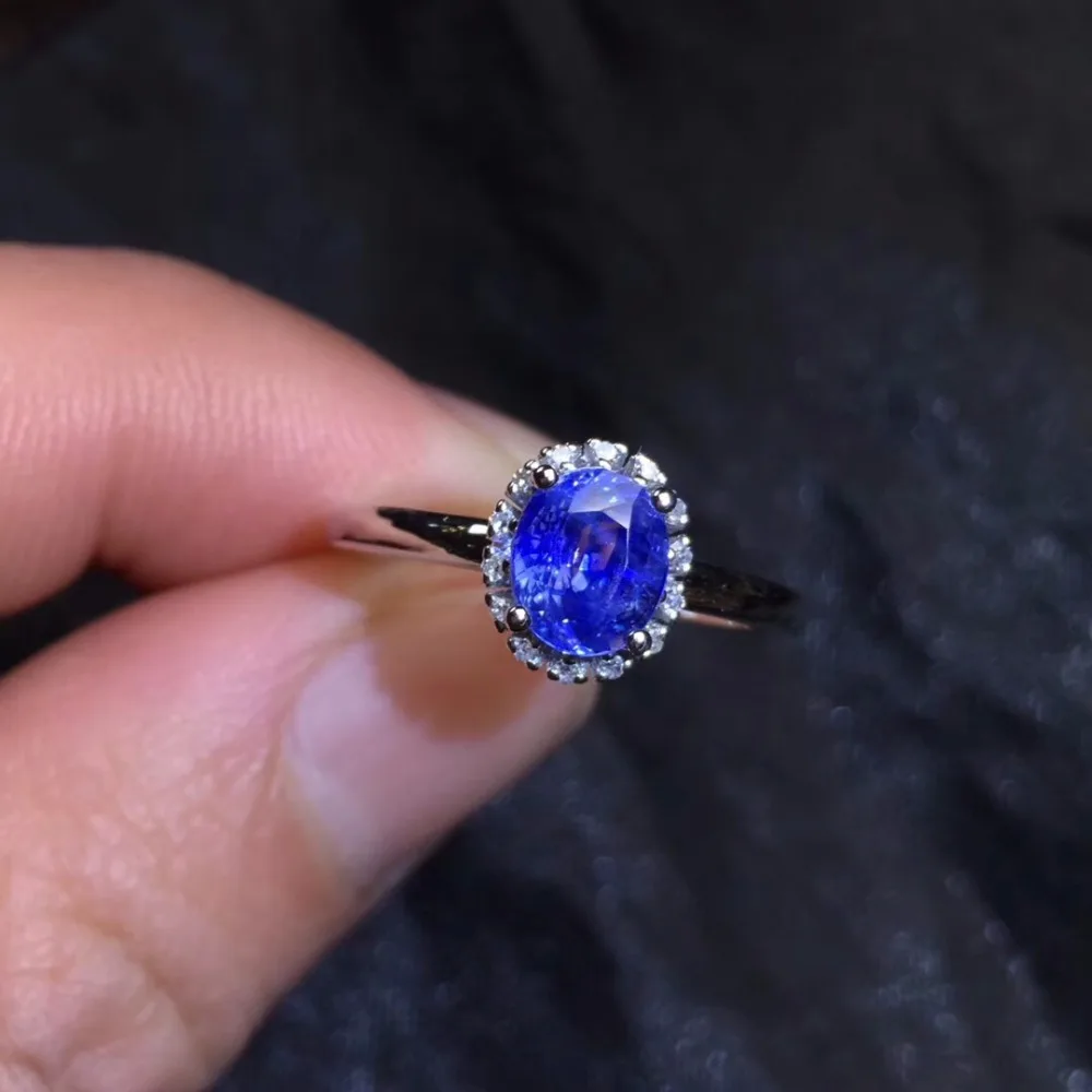 Настоящие хорошие драгоценности 18 К натуральный 1.33ct драгоценный камень, синий сапфир Золото бриллиантами камень для женщин кольцо для женские кольца