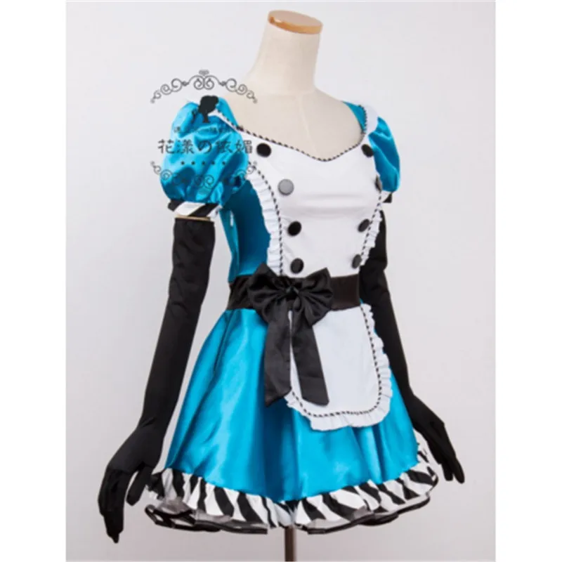 Большие размеры высокого качества синий костюм горничной Алиса в стране чудес