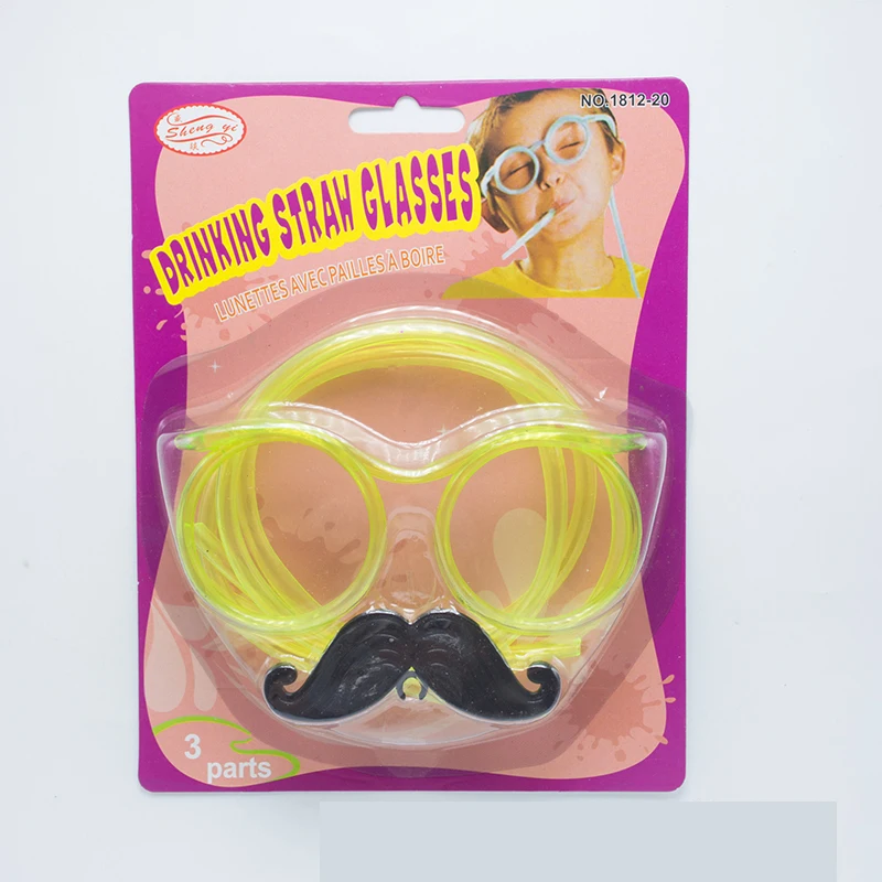 Fun Soft Plastic Straw Toys for Children Funny Glasses Moustache Party decoration tools Baby shower Birthday Toy | Дом и сад
