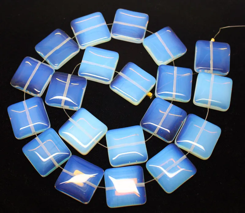 

Mini. order is $7! 20mm Natural Opal Square Loose Beads 15''