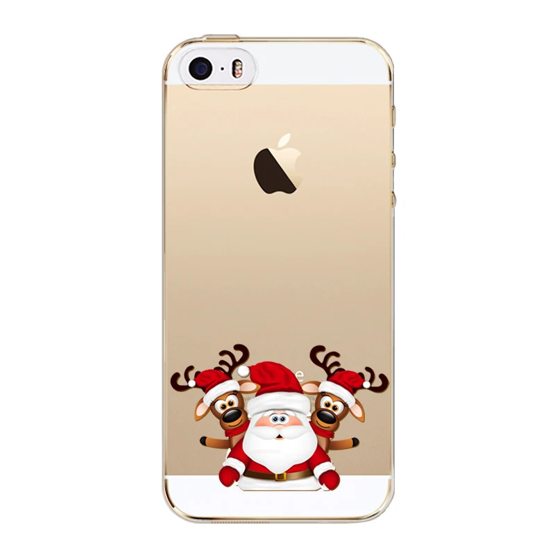 Merry Christmas Animals Phone Case Capa For iPhone 5 5s SE Coque Soft TPU Gift Celebration Santa Claus Deer Kids Back Cover |