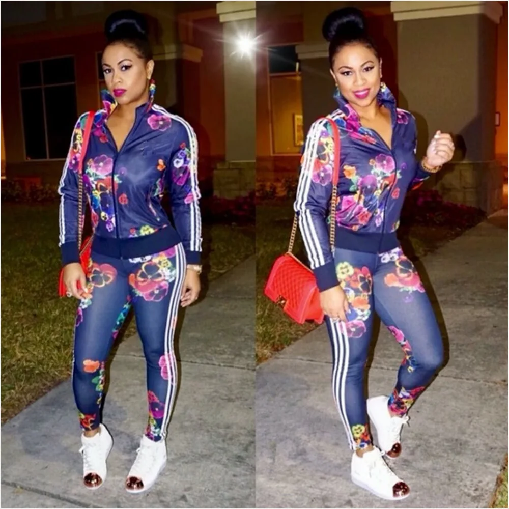 Фиолетовый красочные цветок печати Женщины передняя молния свитер гольф с