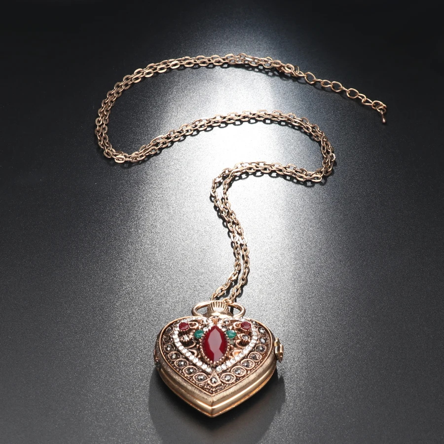 Kinel Турецкая Подвеска Ожерелье Love Heart красные карманные часы для женщин свитер