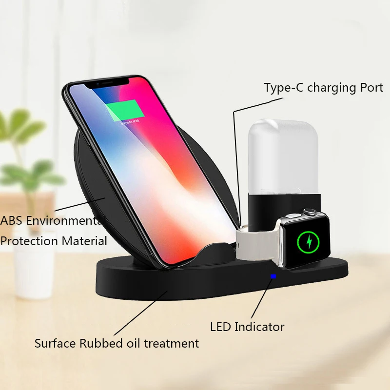 3 в 1 Qi Беспроводное зарядное устройство для iPhone Xs Max XR X 8 Быстрая зарядка Smasung S9 Plus