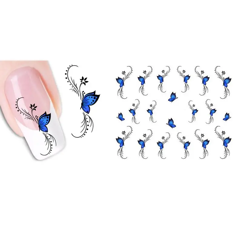 Модные женские наклейки для ногтей 3D дизайн Переводные картинки с бабочками