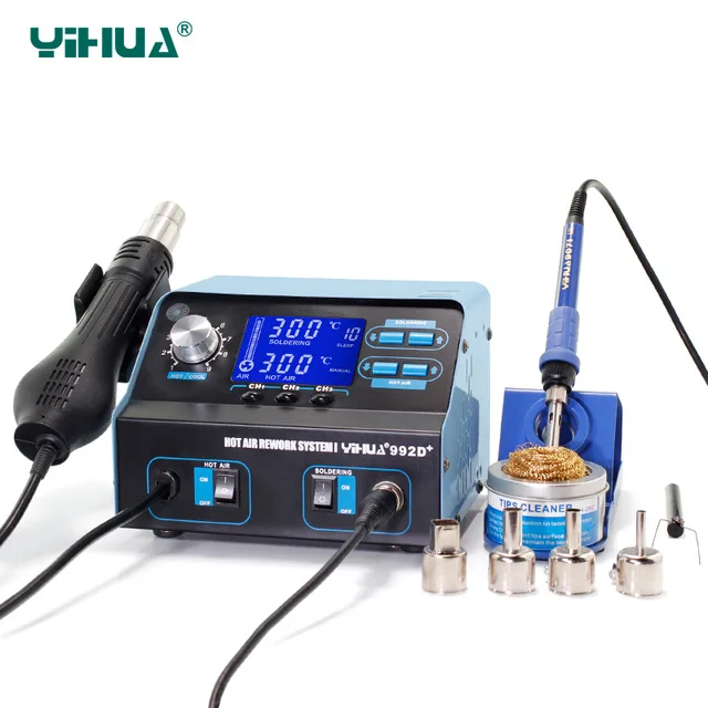 YIHUA 992D + SMD паяльная станция ремонтная доска с станцией пайка горячим воздухом |