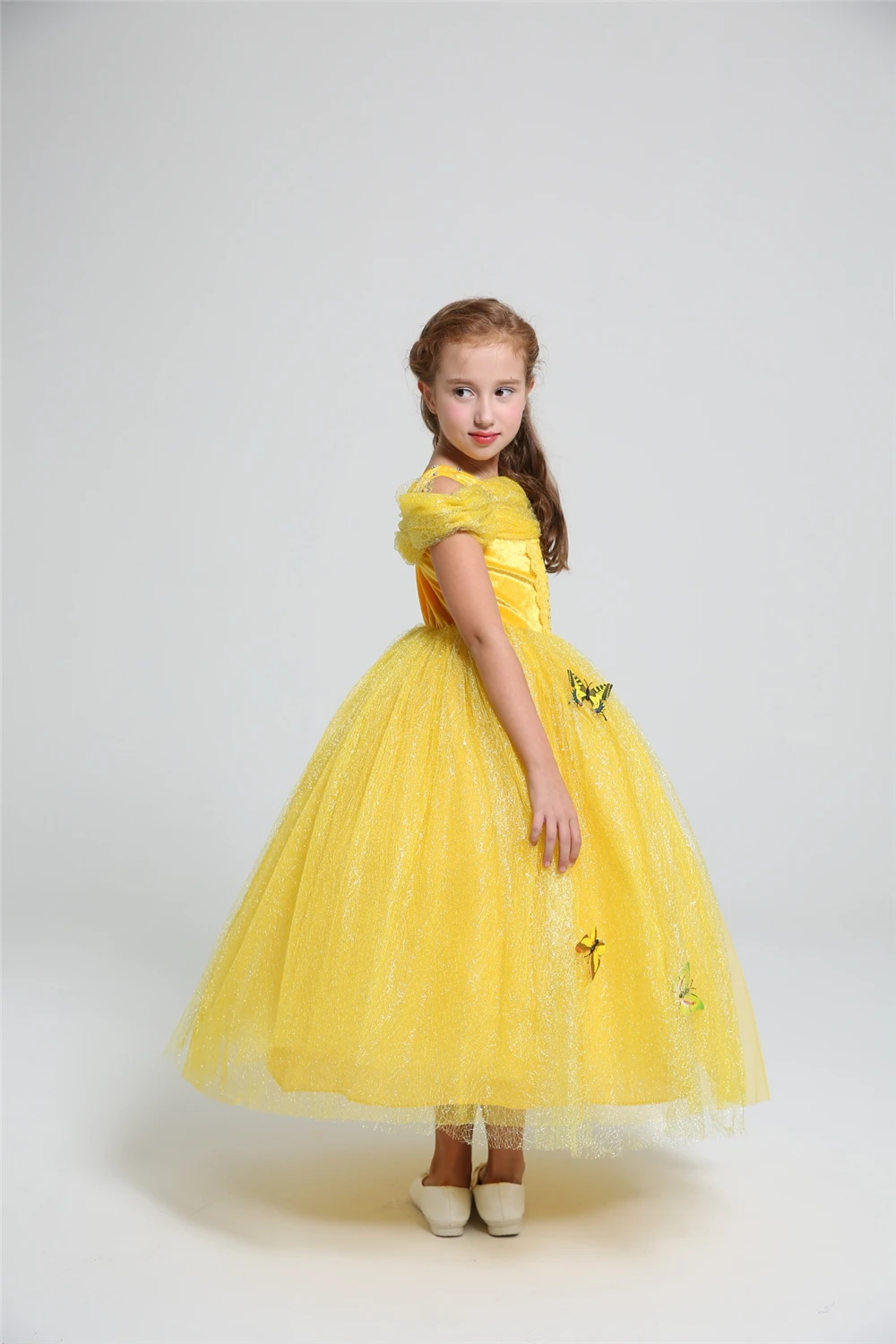 New Year Beauty Belle Princess Dress for Girls Christmas Carnival Birthday Party Prom Voile With Gloves Crown Velvet Cloak | Детская