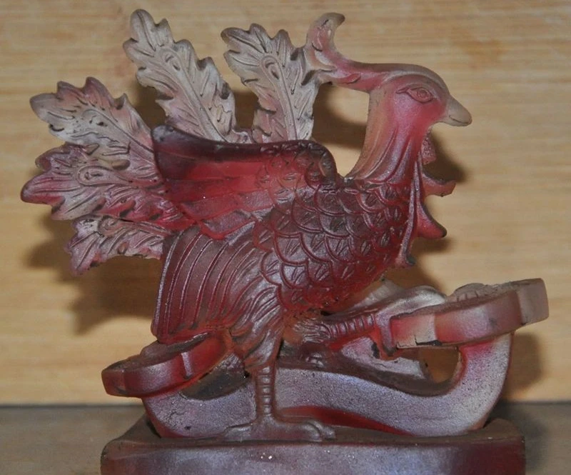 Китай Фэншуй Стекло Цветной глазурью Ручной Резьбой Феникс Повезло Ruyi Статуя