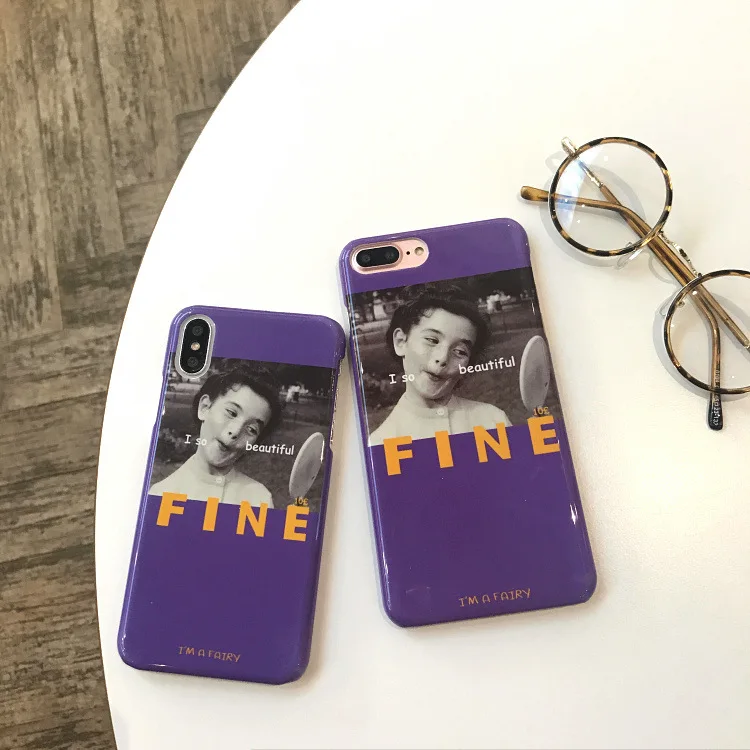 Модные милые чехлы для телефонов с изображением девушки iphone X 8 puls фиолетовая