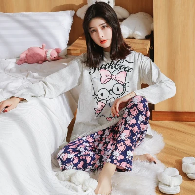 Hello kitty Пижамный комплект для женщин милая Домашняя одежда костюм пуловер с