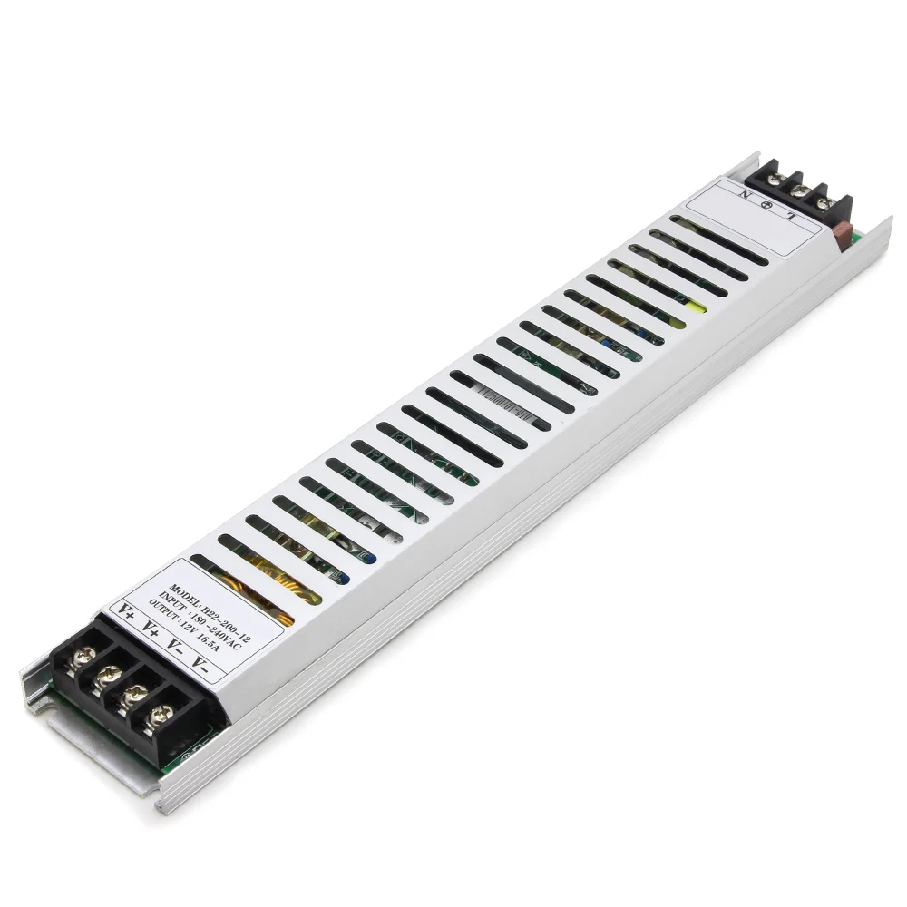 200 Вт 16А Led супер-тонкое освещение Трансформатор алюминиевый AC180-240V выход DC12V