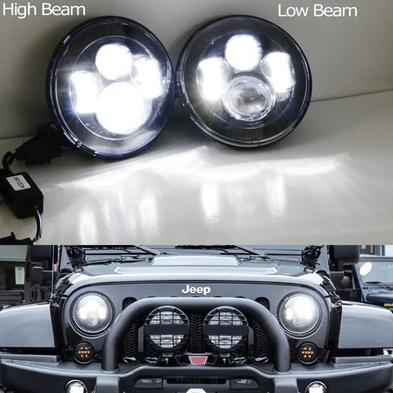 1 пара для Lada 4x4 urban Niva 7 дюймов круглый 40 Вт светодиодный черный проектор фары Hi &amp