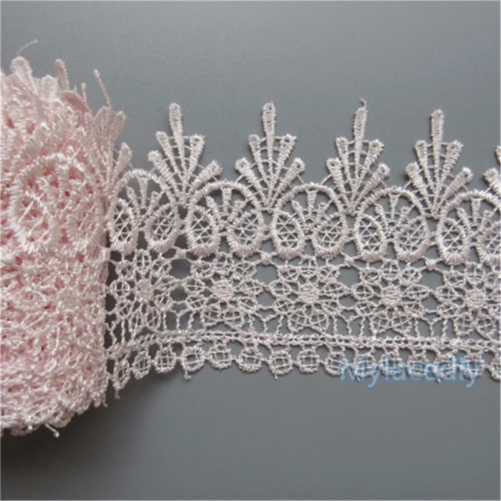2 ярдов розовый вышитые Кружево отделка края ленты аппликация DIY Вышивание