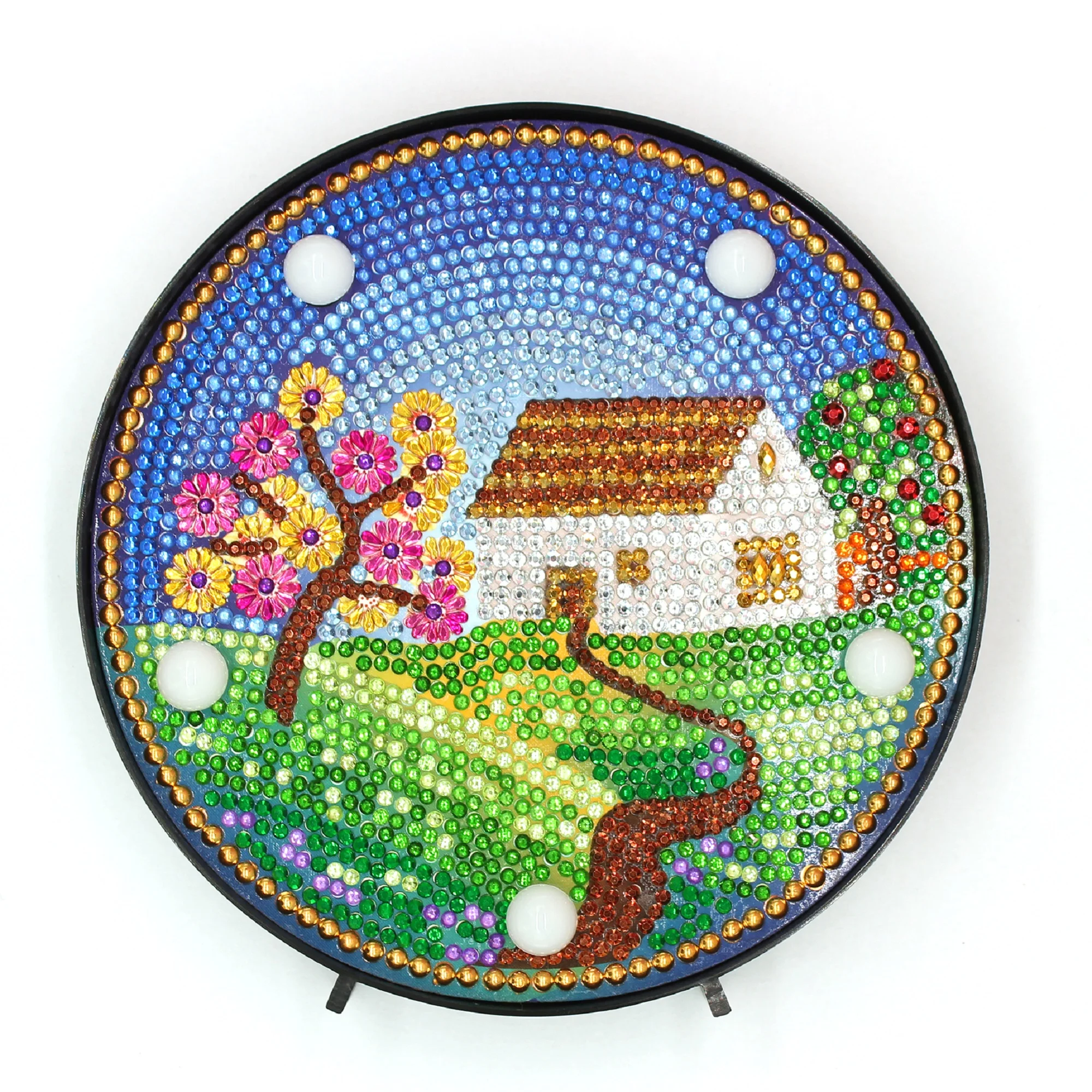 Круглая форма Diy Led Алмазная Картина Пейзаж узор без рамки картонная картина на