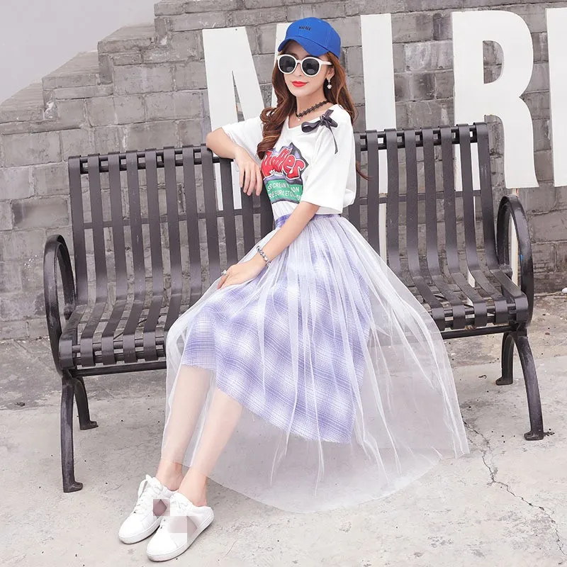 Женская длинная юбка-пачка из 2 предметов с высокой талией | одежда