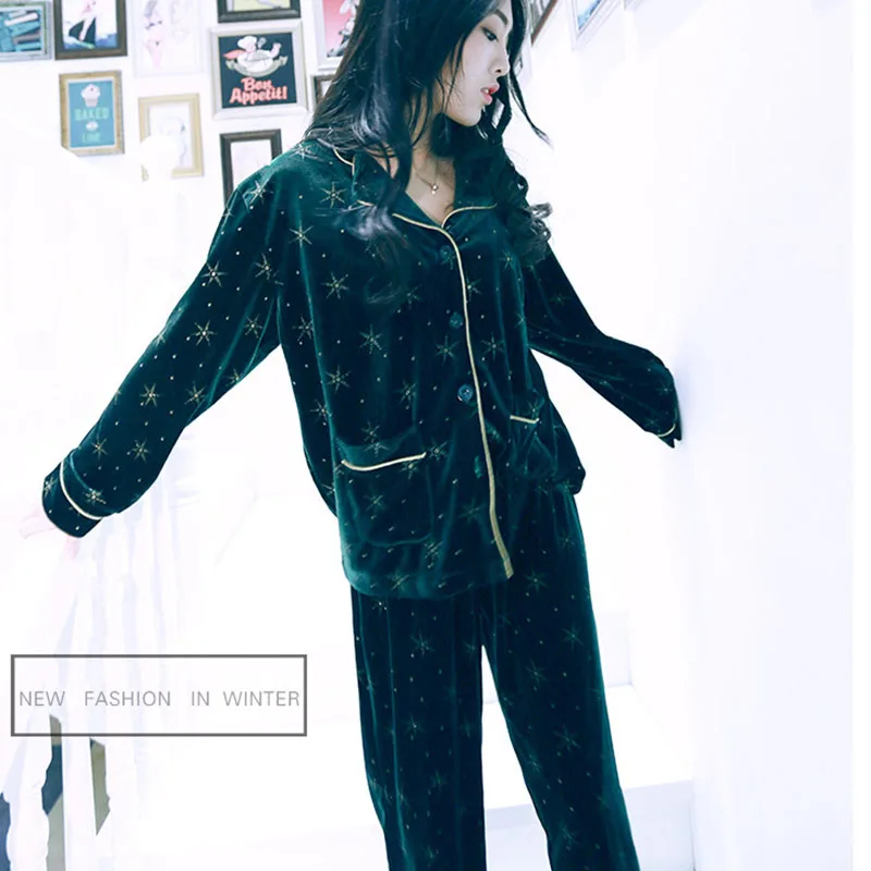 Зимние теплые Для женщин пижамы Наборы для ухода за кожей sleepcoat Мотобрюки леди
