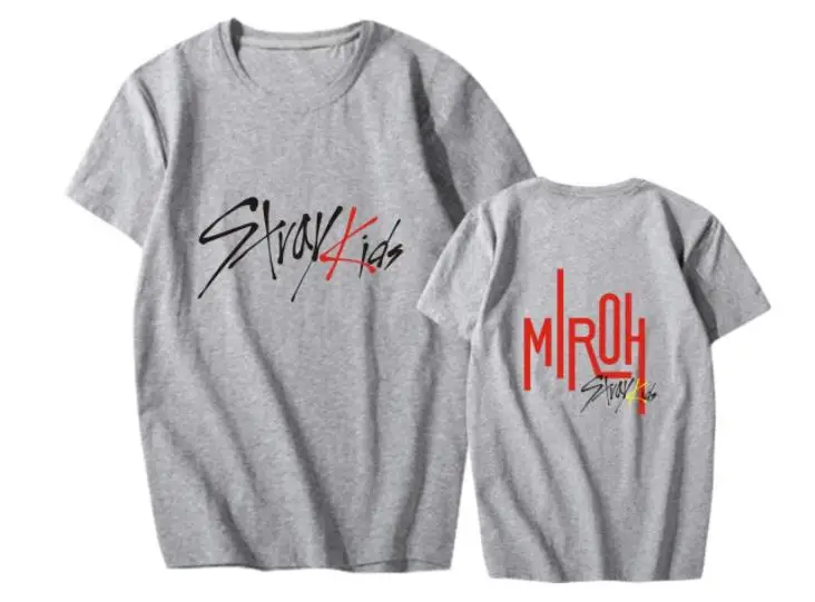 Summer style straykids miroh album same printing o neck short sleeve t shirt kpop unisex loose t-shirt k-pop top tees | Женская одежда