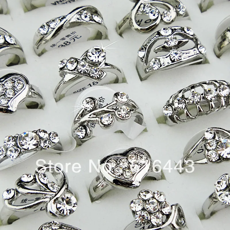 Кольца с кристаллами для женщин и девочек 50 шт. Модные Позолоченные кольца